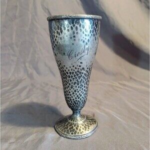 Vintage Walker and Hall Hammered Silver Plate / EPNS Goblet Vase Crosby